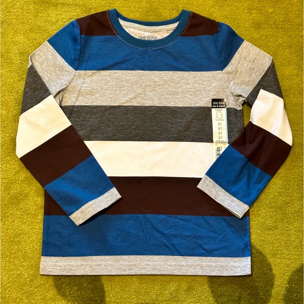 New Okie Dokie 5T Striped Long Sleeve Shirt